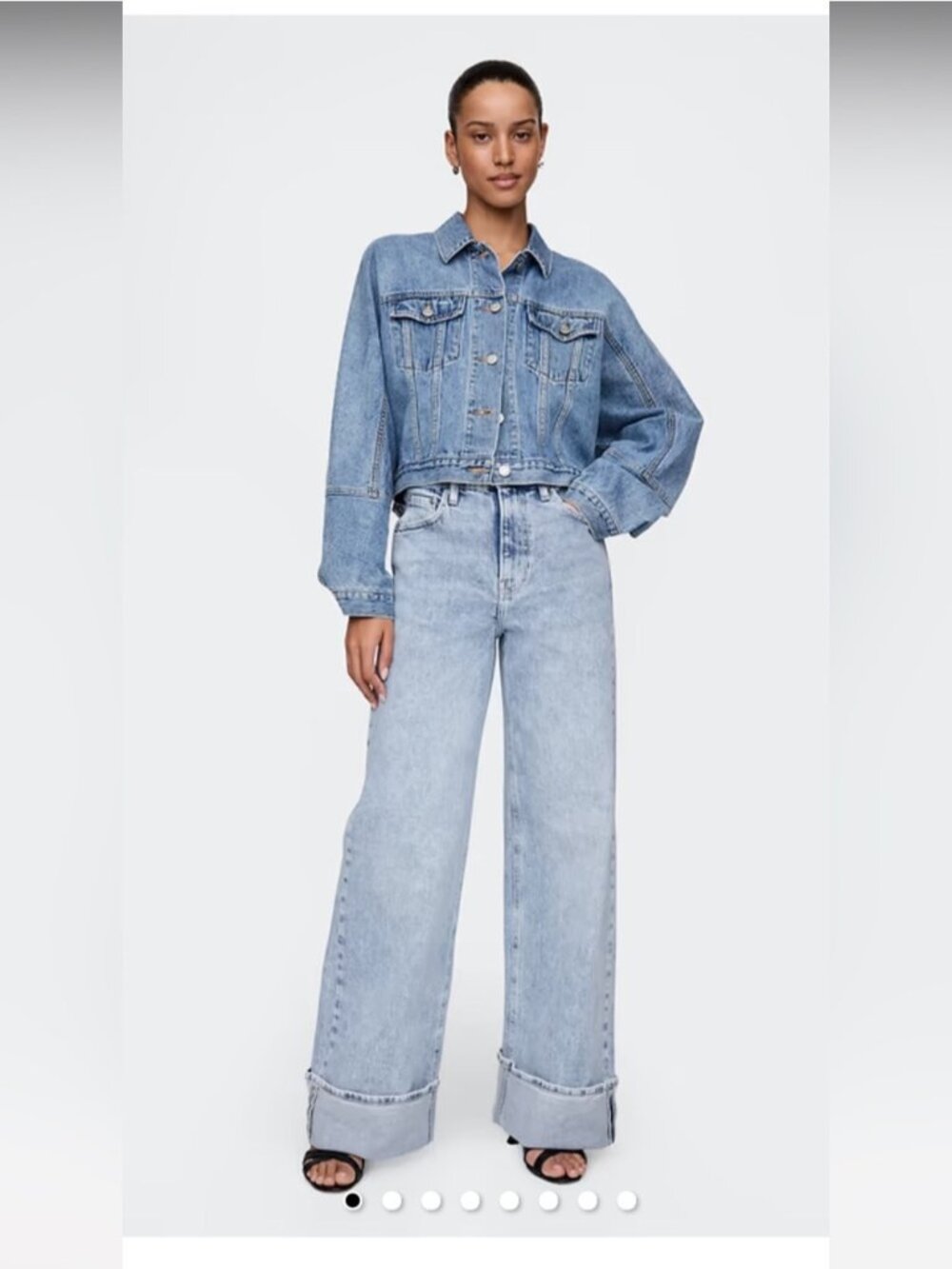 GAP High Rise Stride Cuffed Wide-Leg Jean Woman 35/20 Light Wash Preppy 2025 NEW